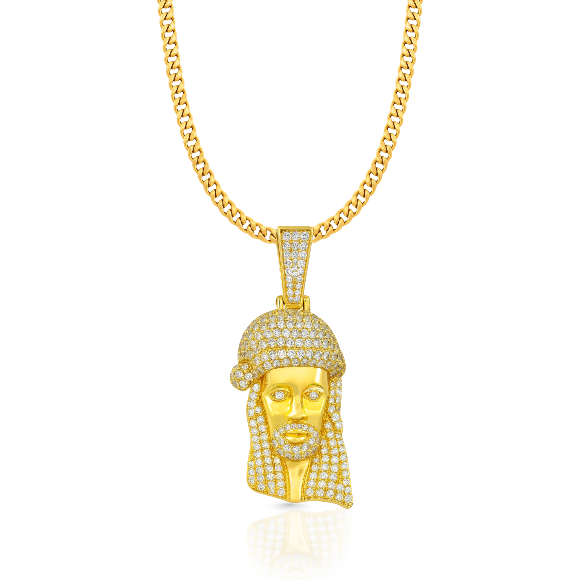 Afro Jesus Diamond Gold Pendant