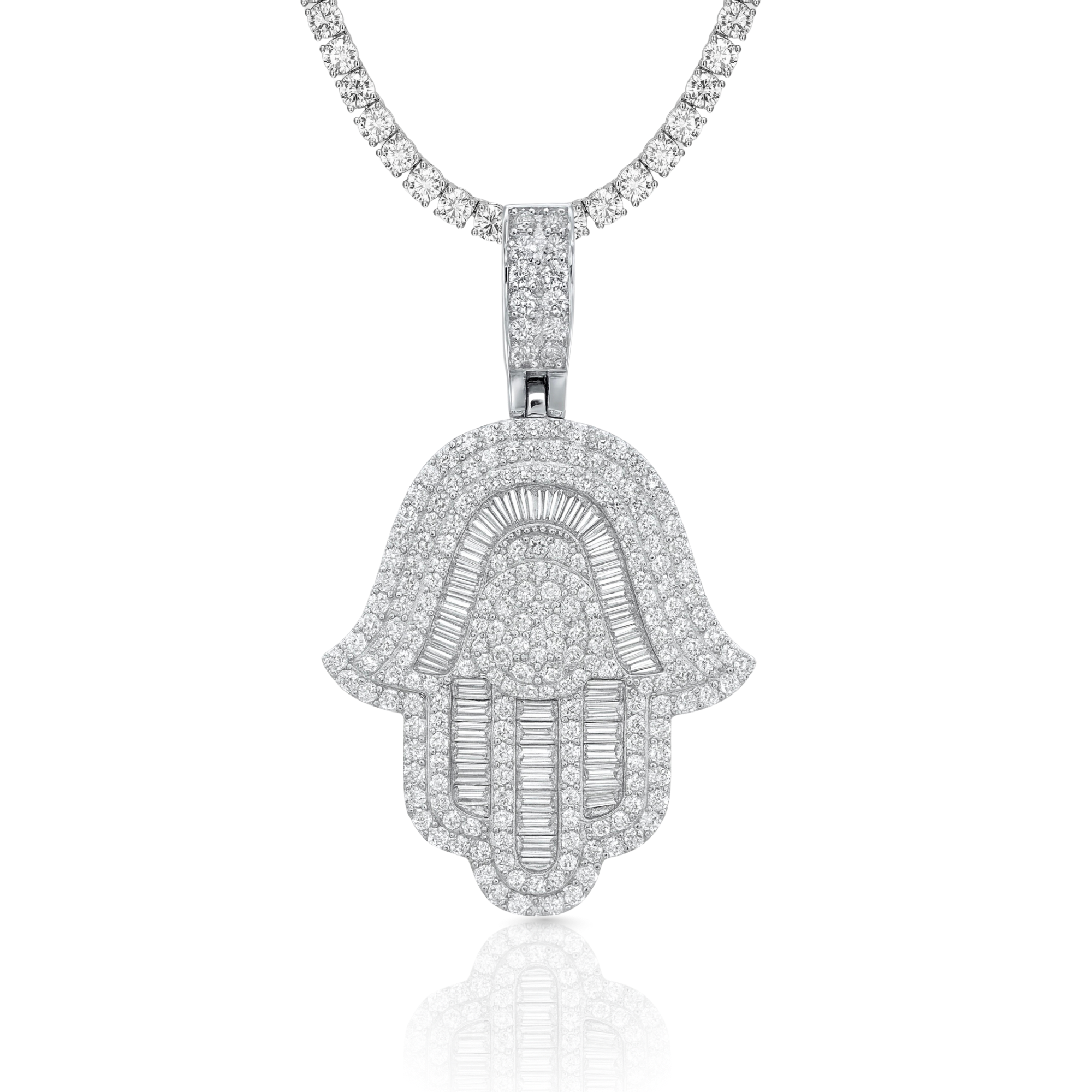 Moissanite Hamsa Hand Pendant 7.6cts VVS1