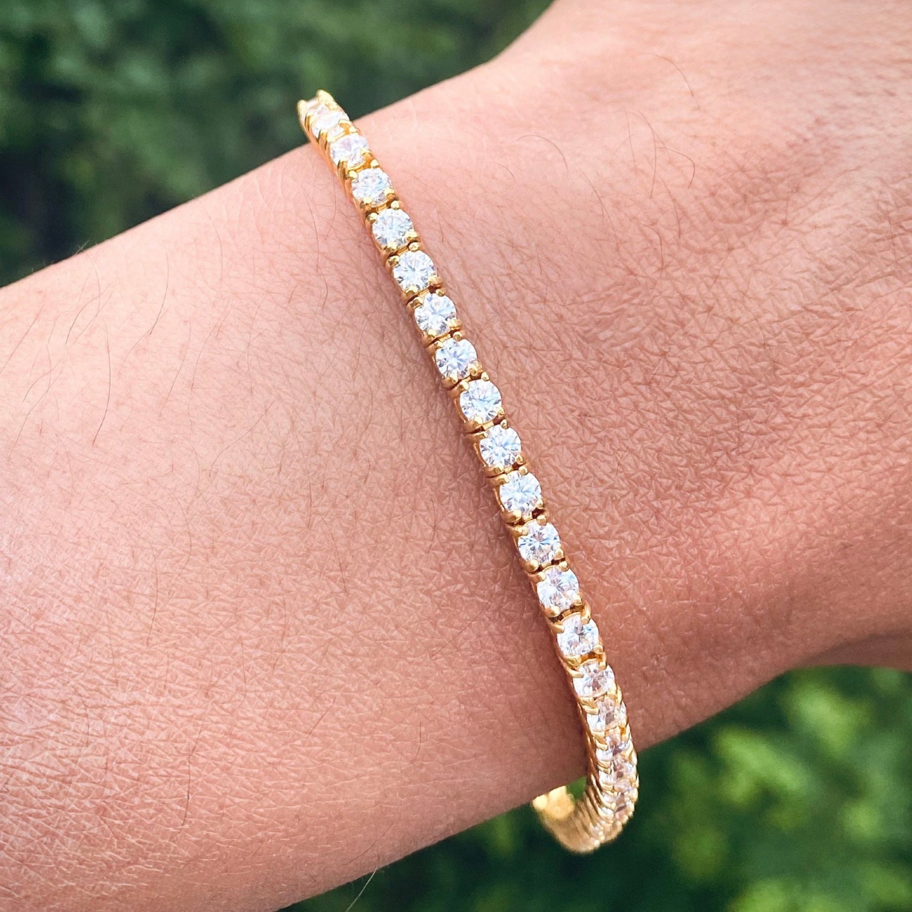 Moissanite Diamond Tennis Gold Bracelet (3mm) 12cts