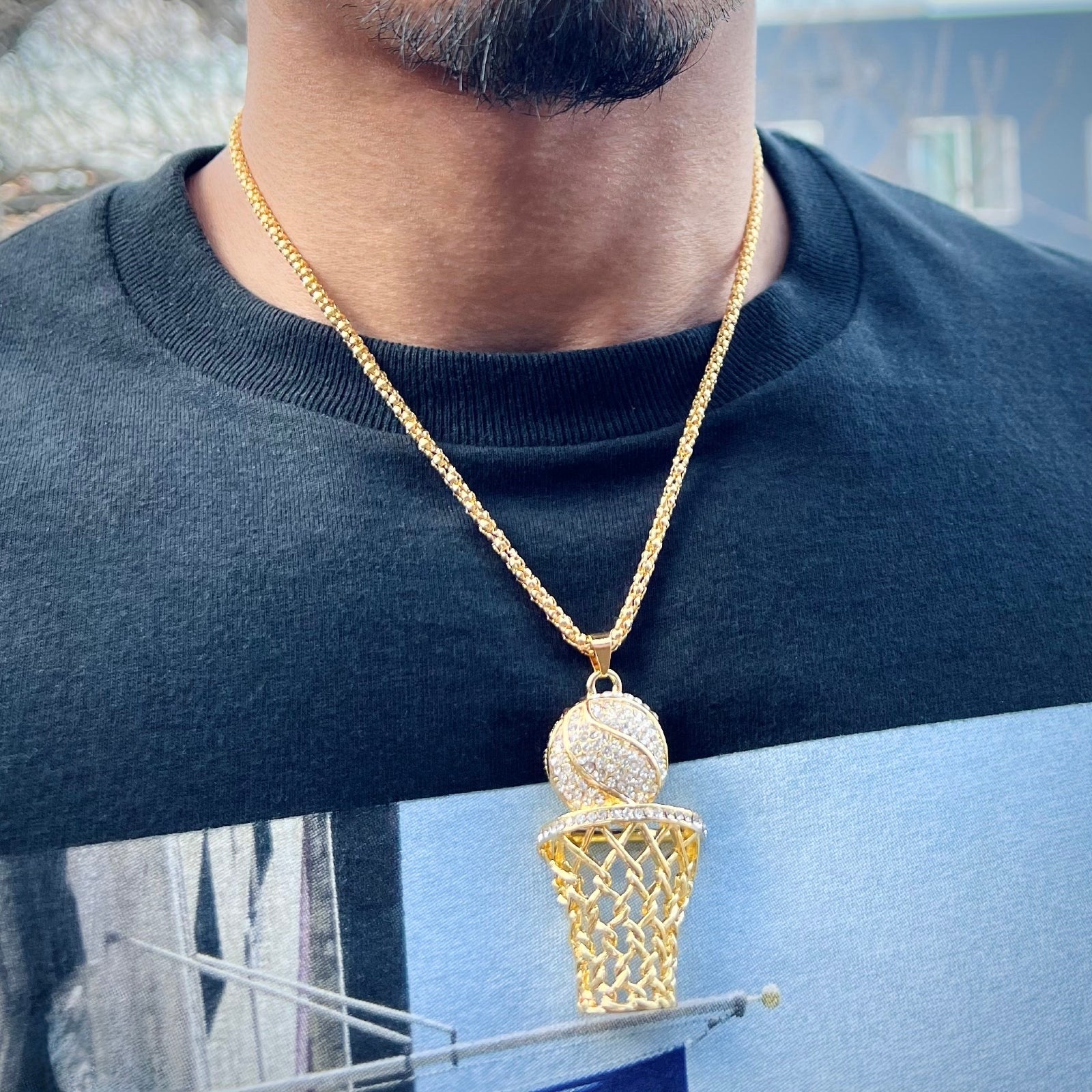 Basketball Diamond Gold Pendant