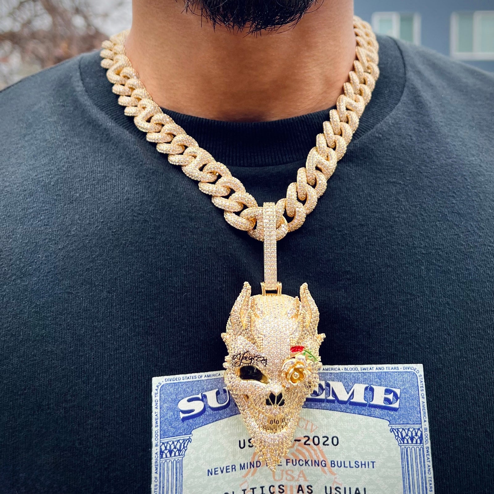 Skull Head Diamond Gold Pendant