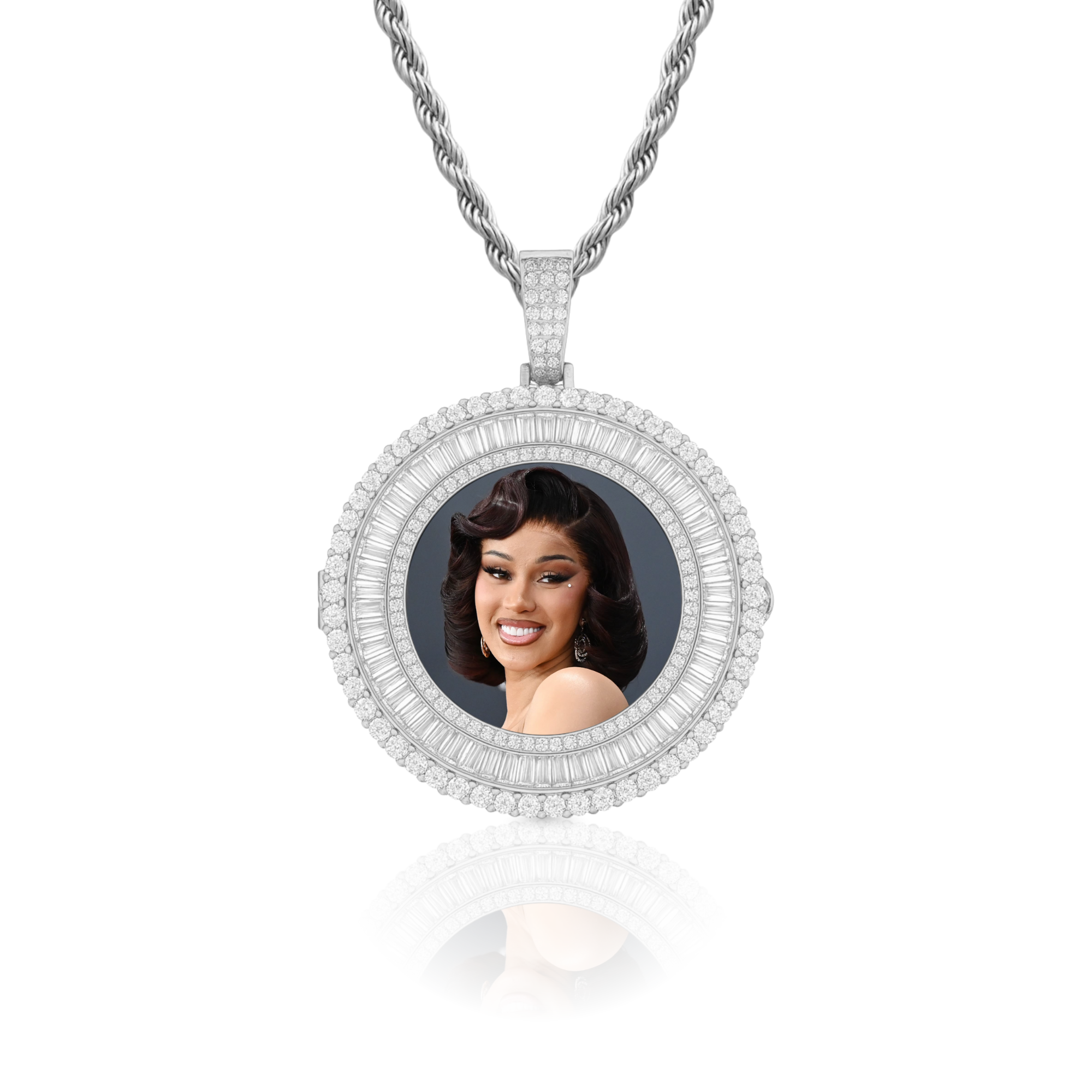 Double Clustered Diamond Photo Pendant