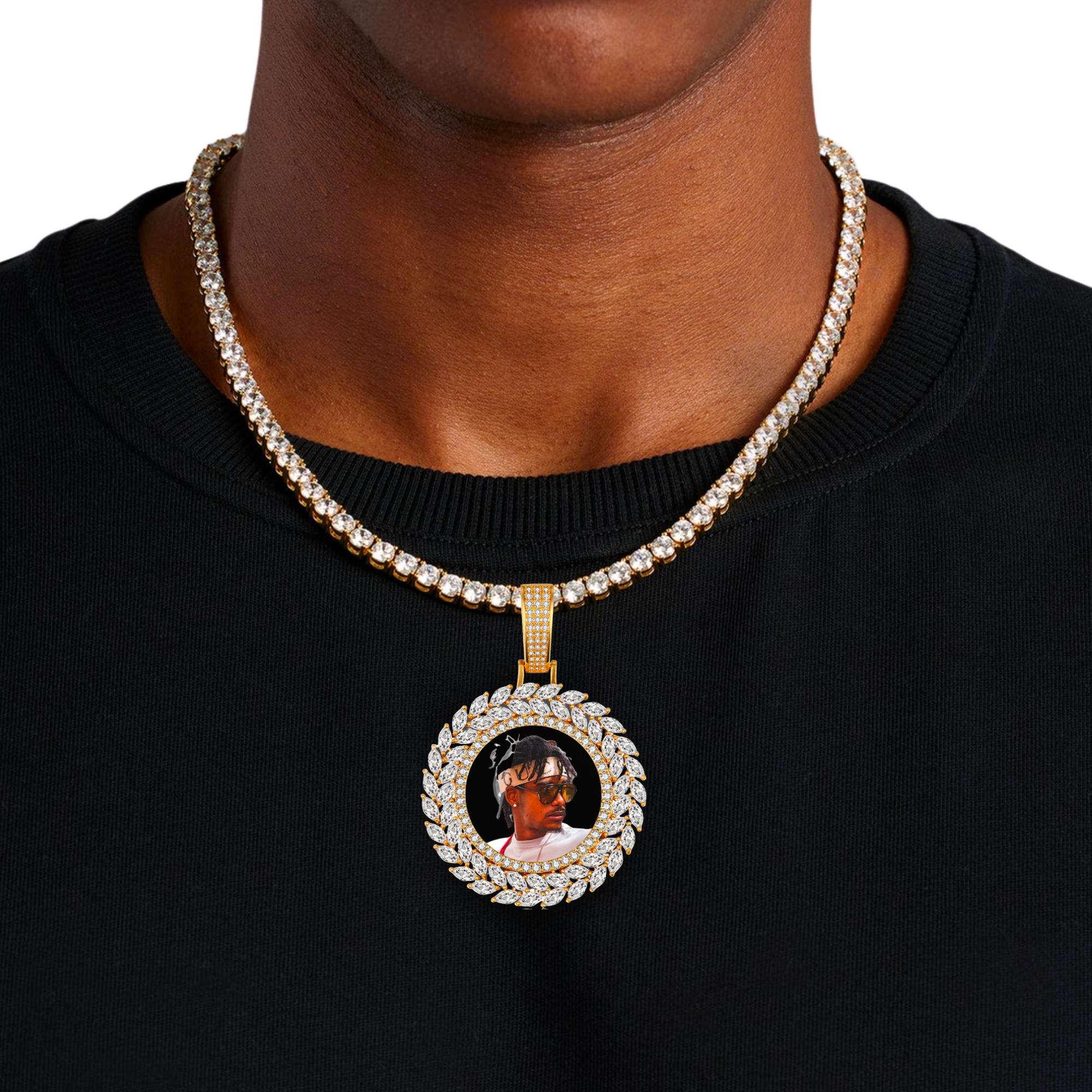 Flower Diamond Photo Pendant