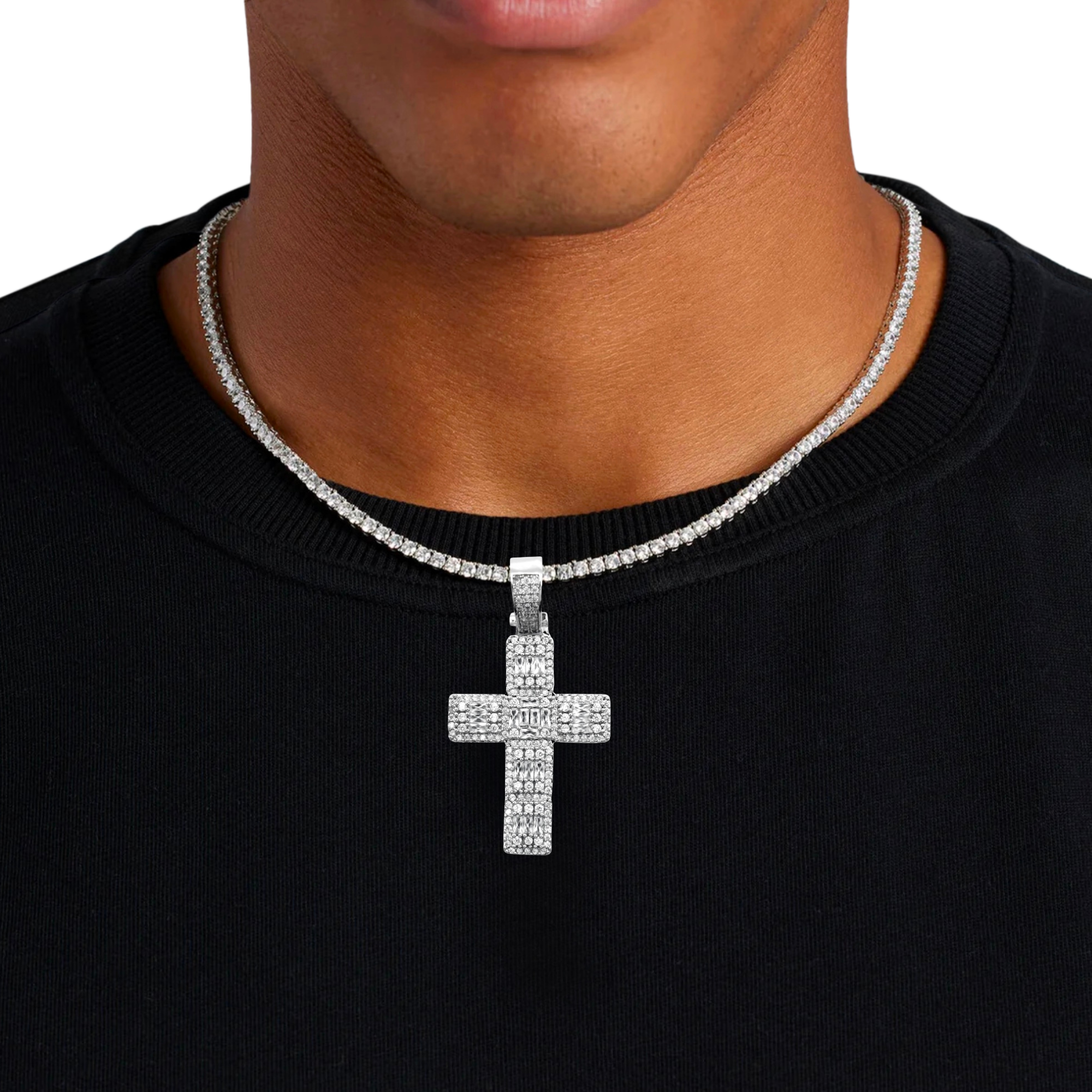 Baguette Cross Diamond Pendant