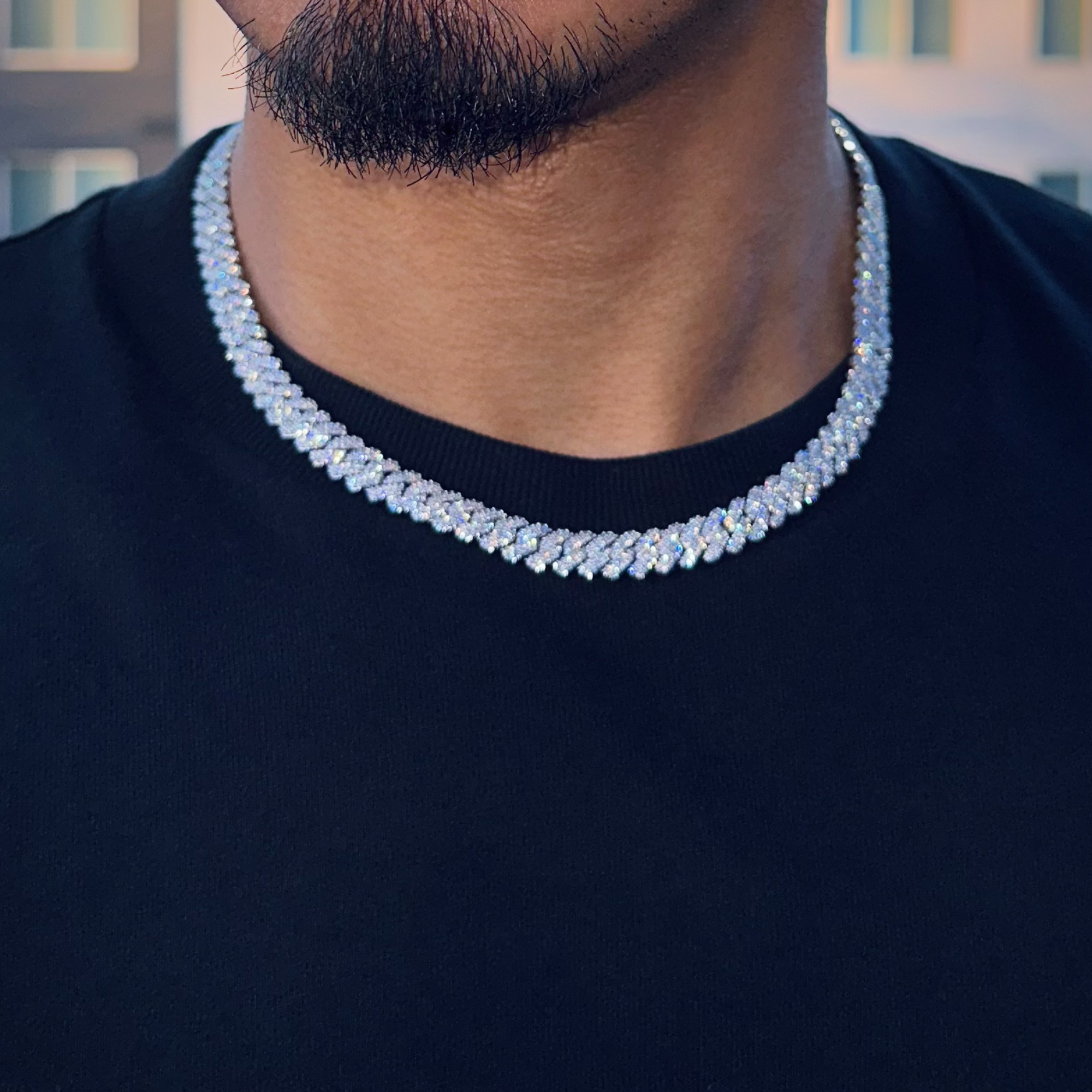 Moissanite Diamond Prongs Chain (8mm) 12cts