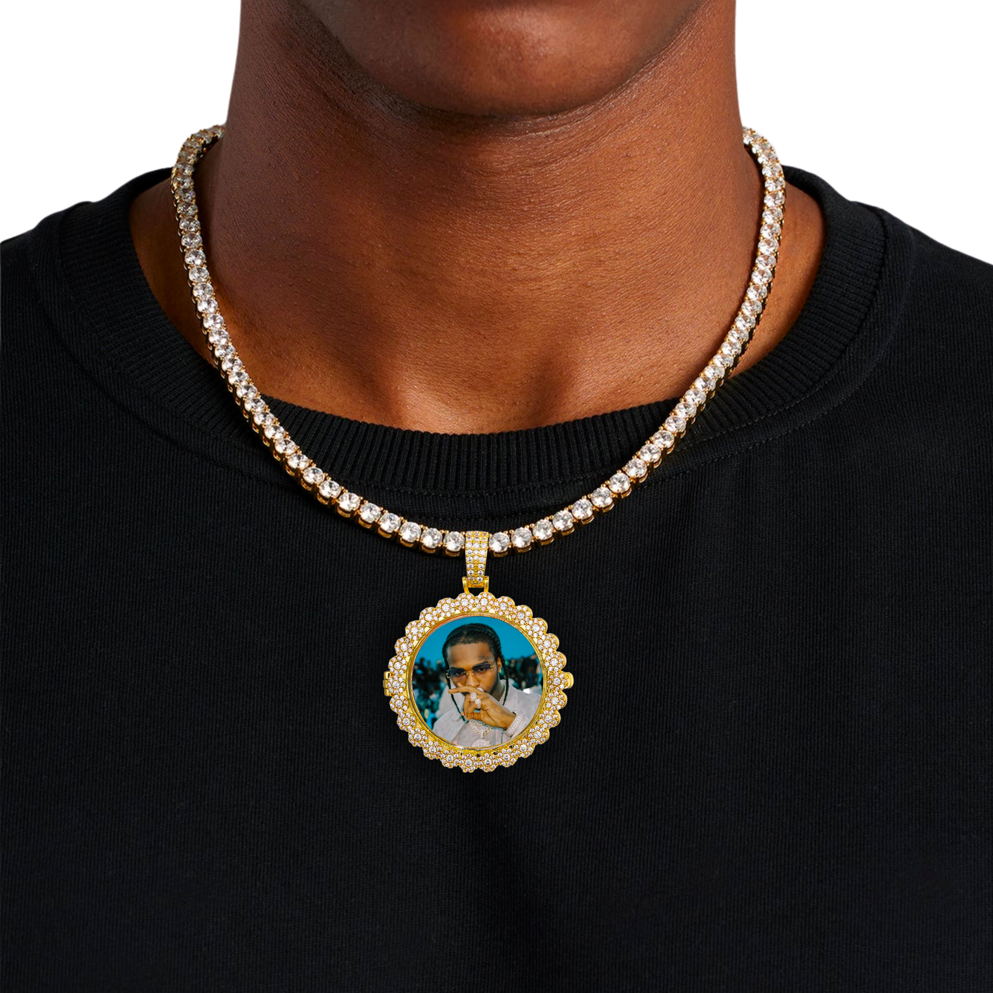 Clustered Round Custom Photo Pendant