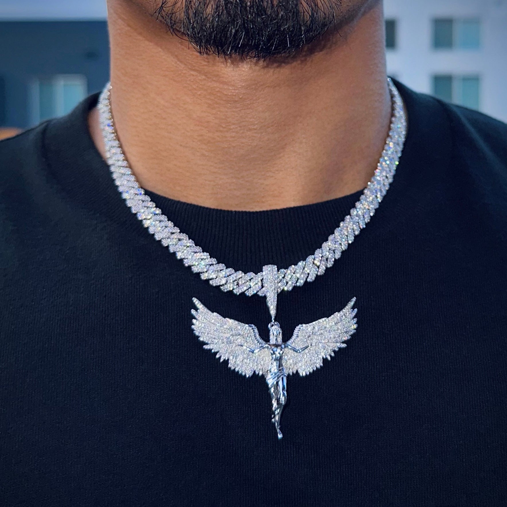 Moissanite Angel Wing Pendant 3.0cts