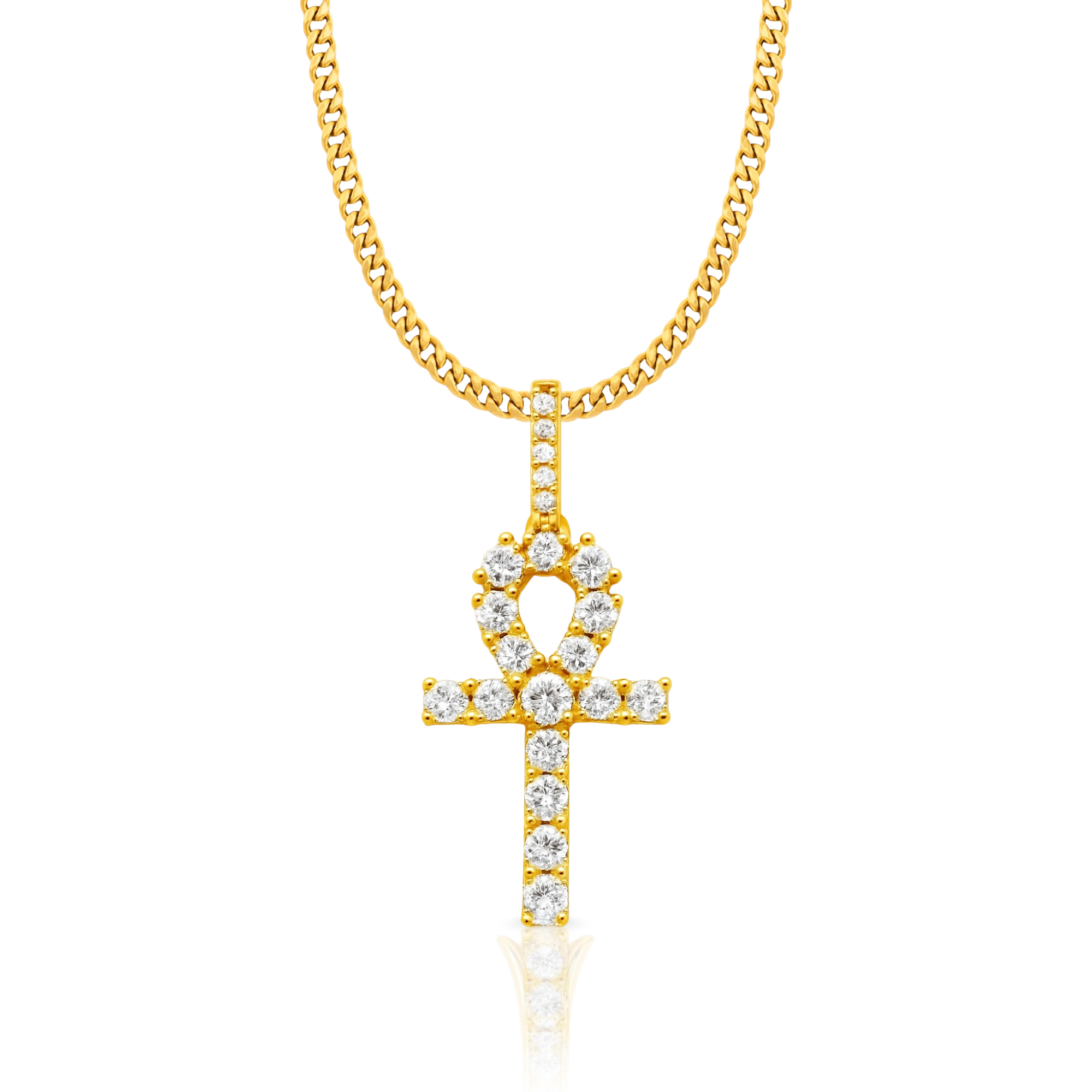Ankh Cross Diamond Gold Pendant