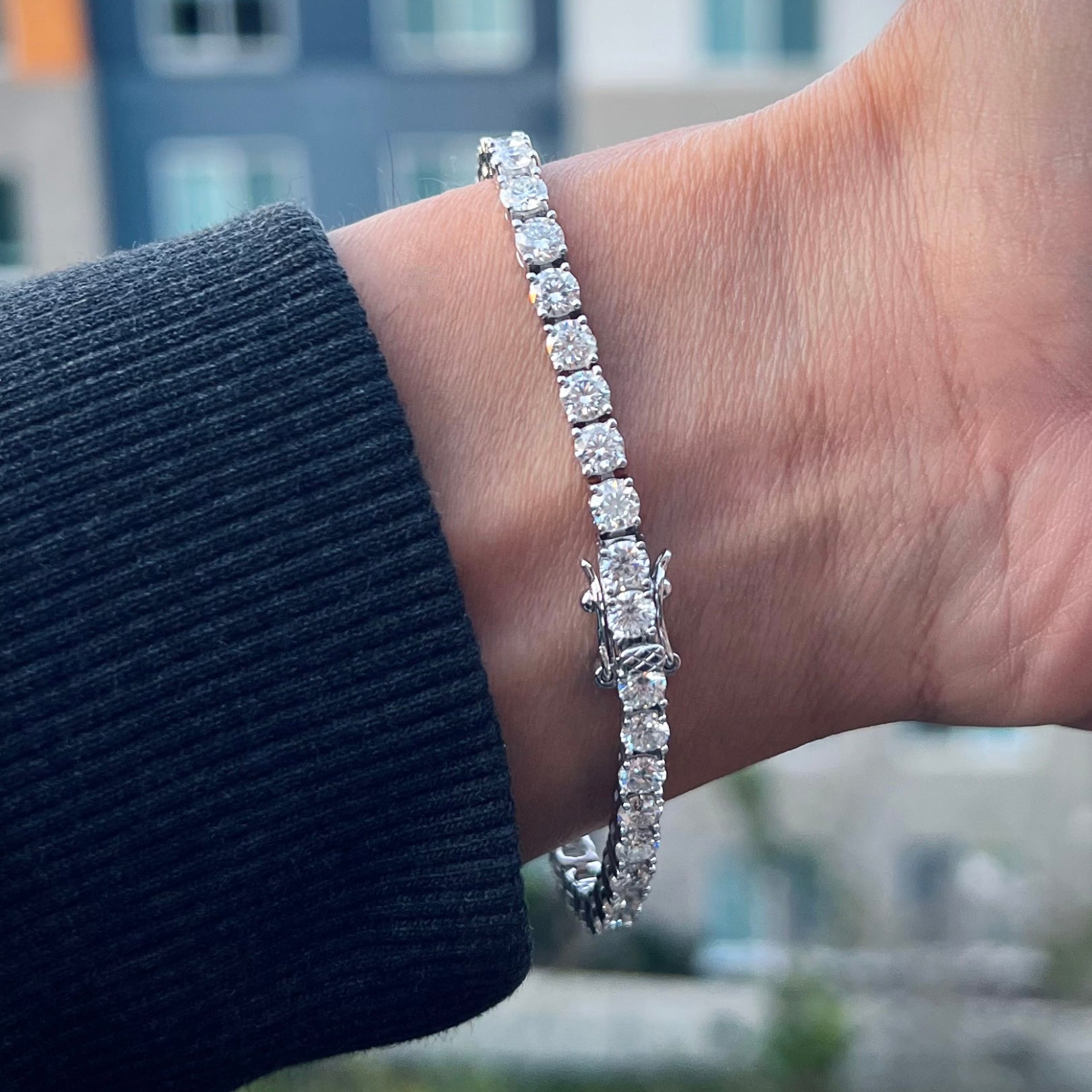 Moissanite Diamond Tennis Bracelet (4mm) 15cts