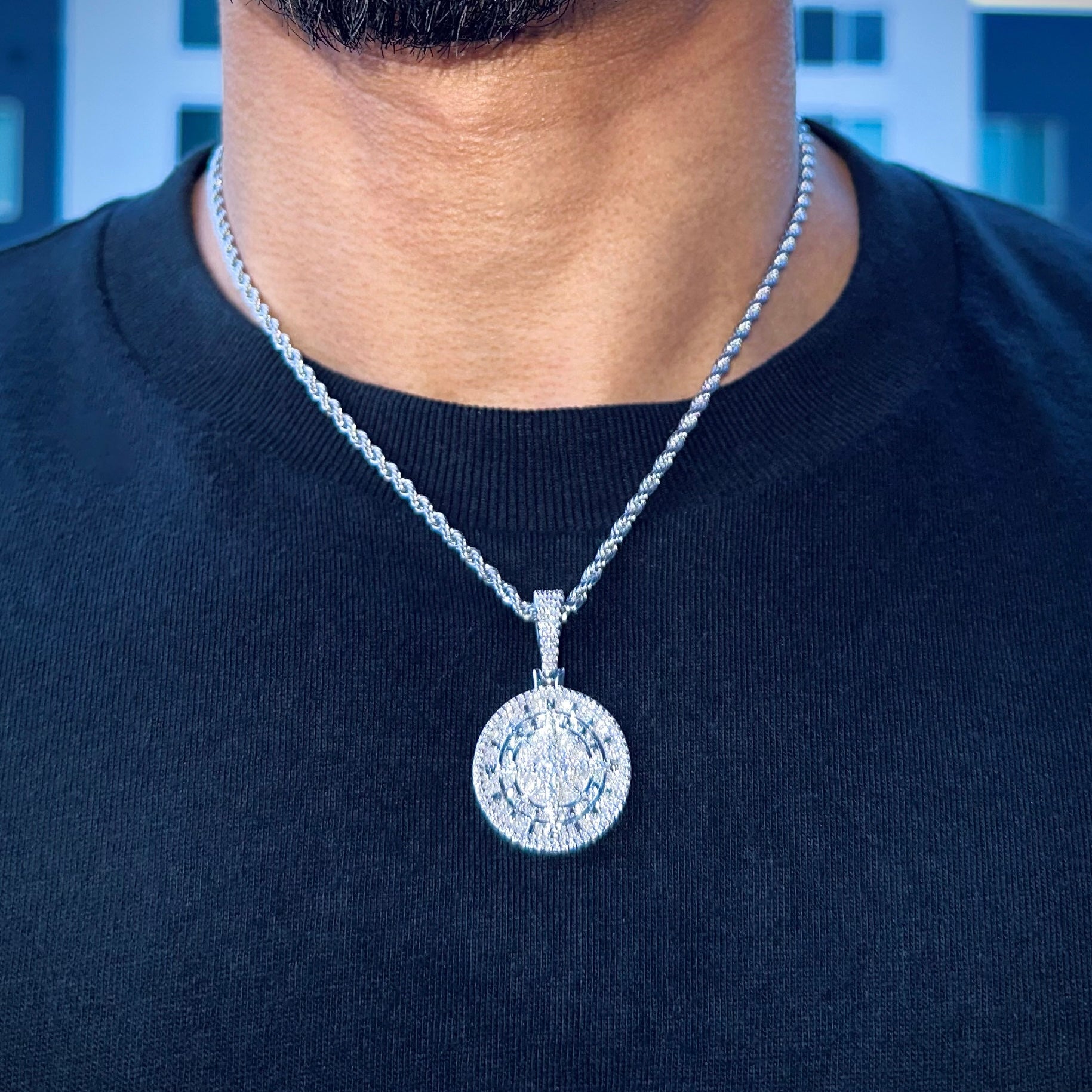 Moissanite Compass Pendant 2.8 cts