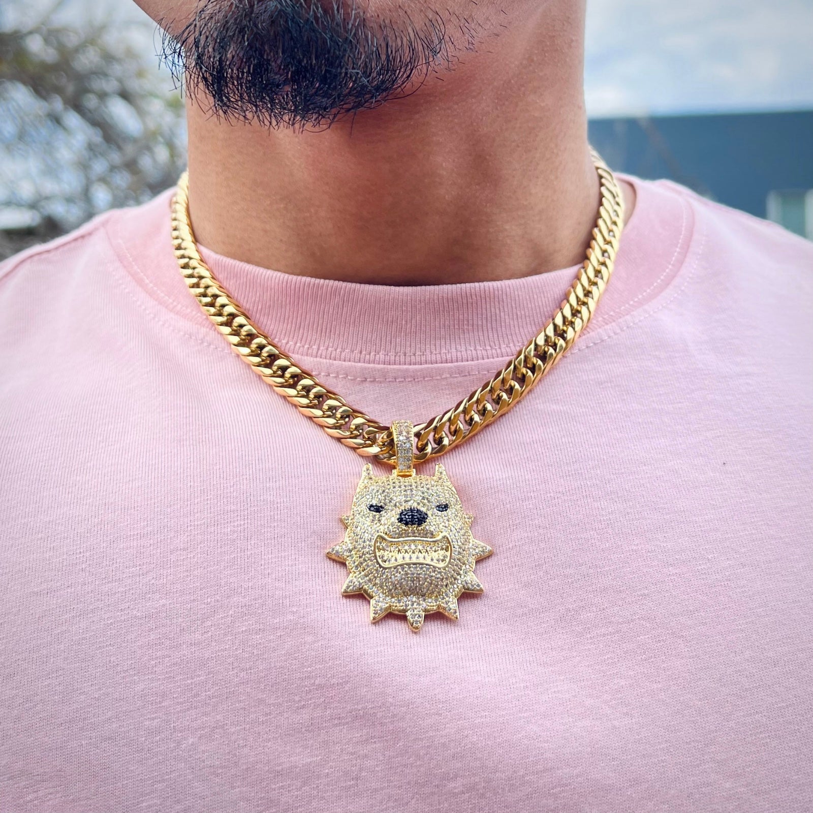 Bulldog Diamond Gold Pendant