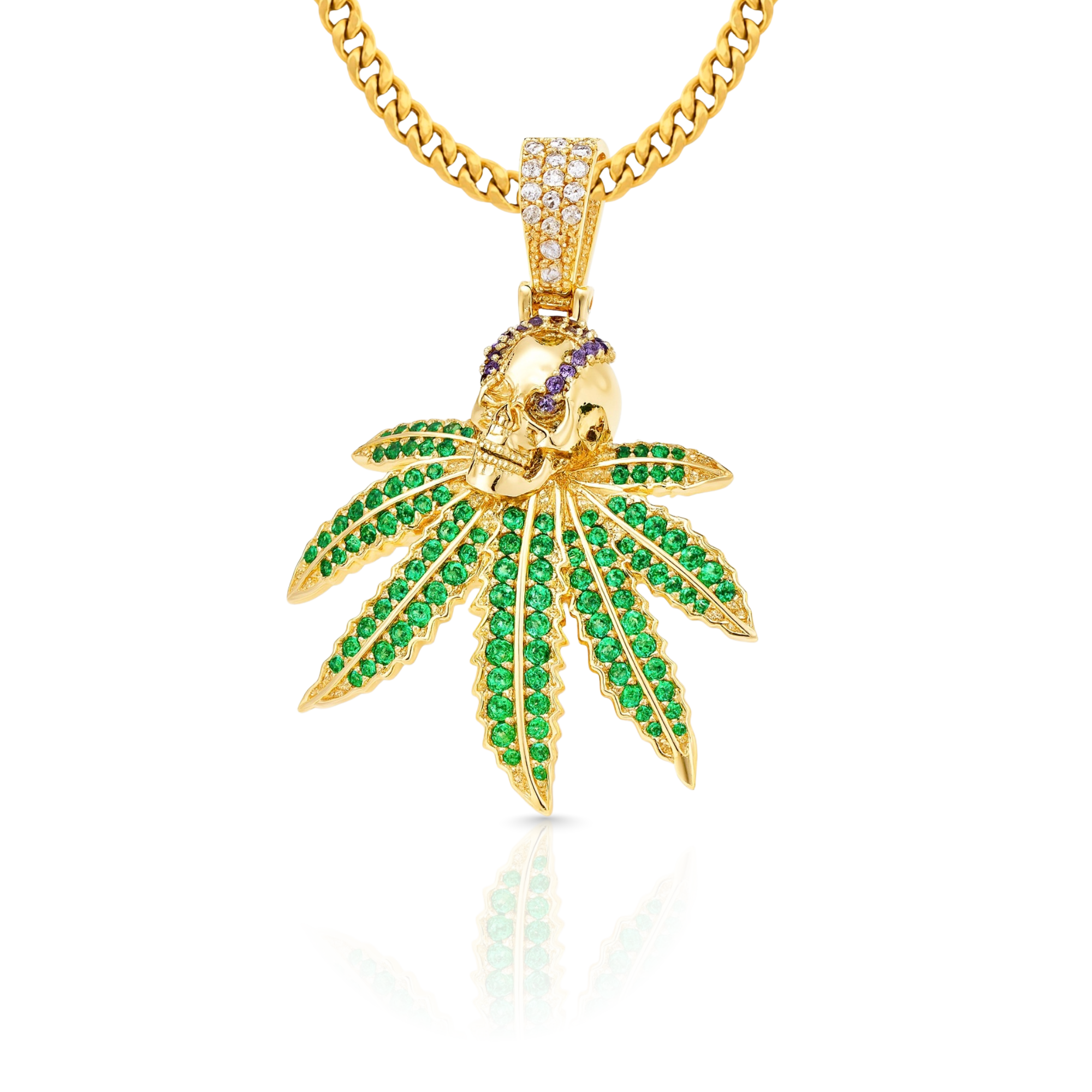 Weed Iced Out Gold Pendant