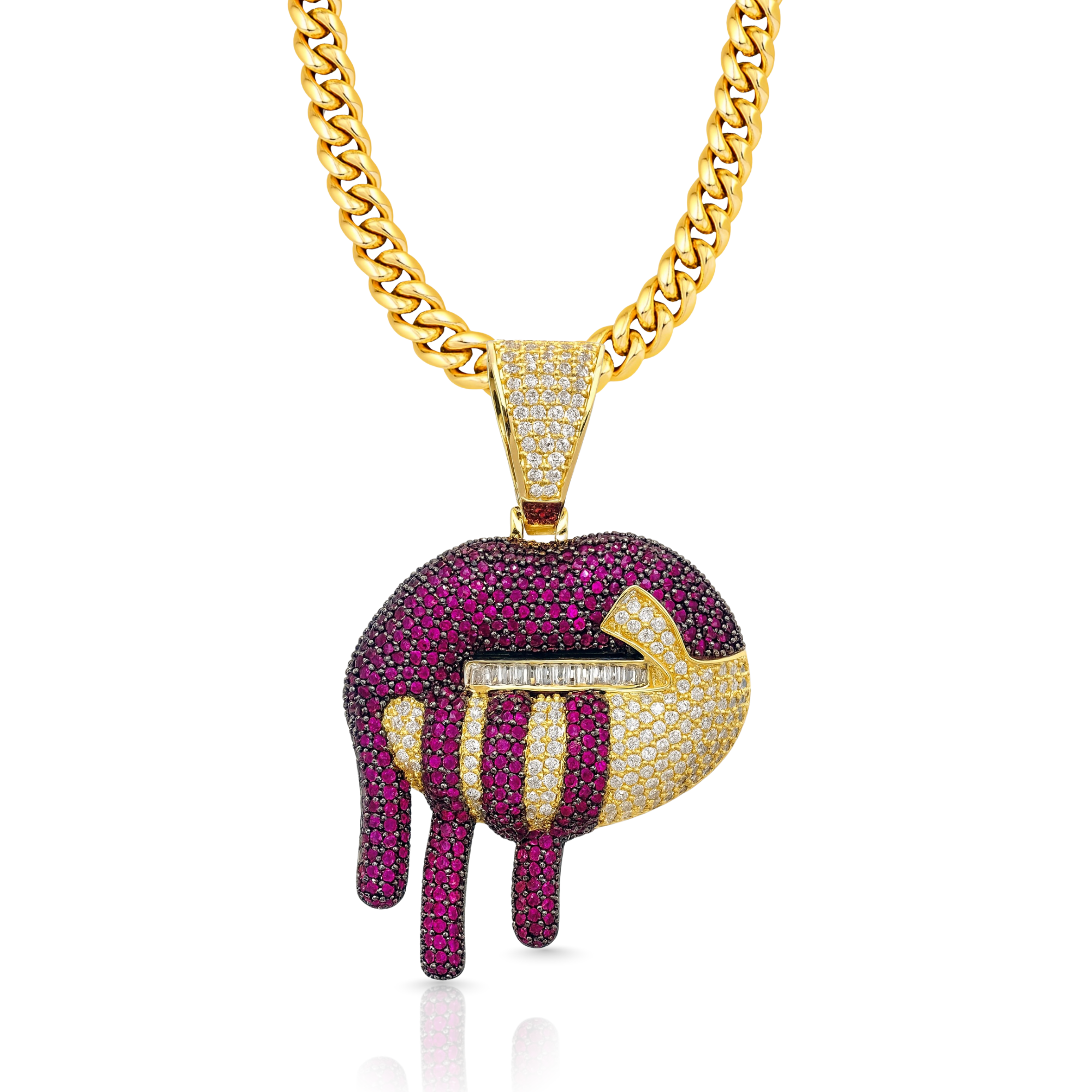 Drip Lip Diamond Gold Pendant