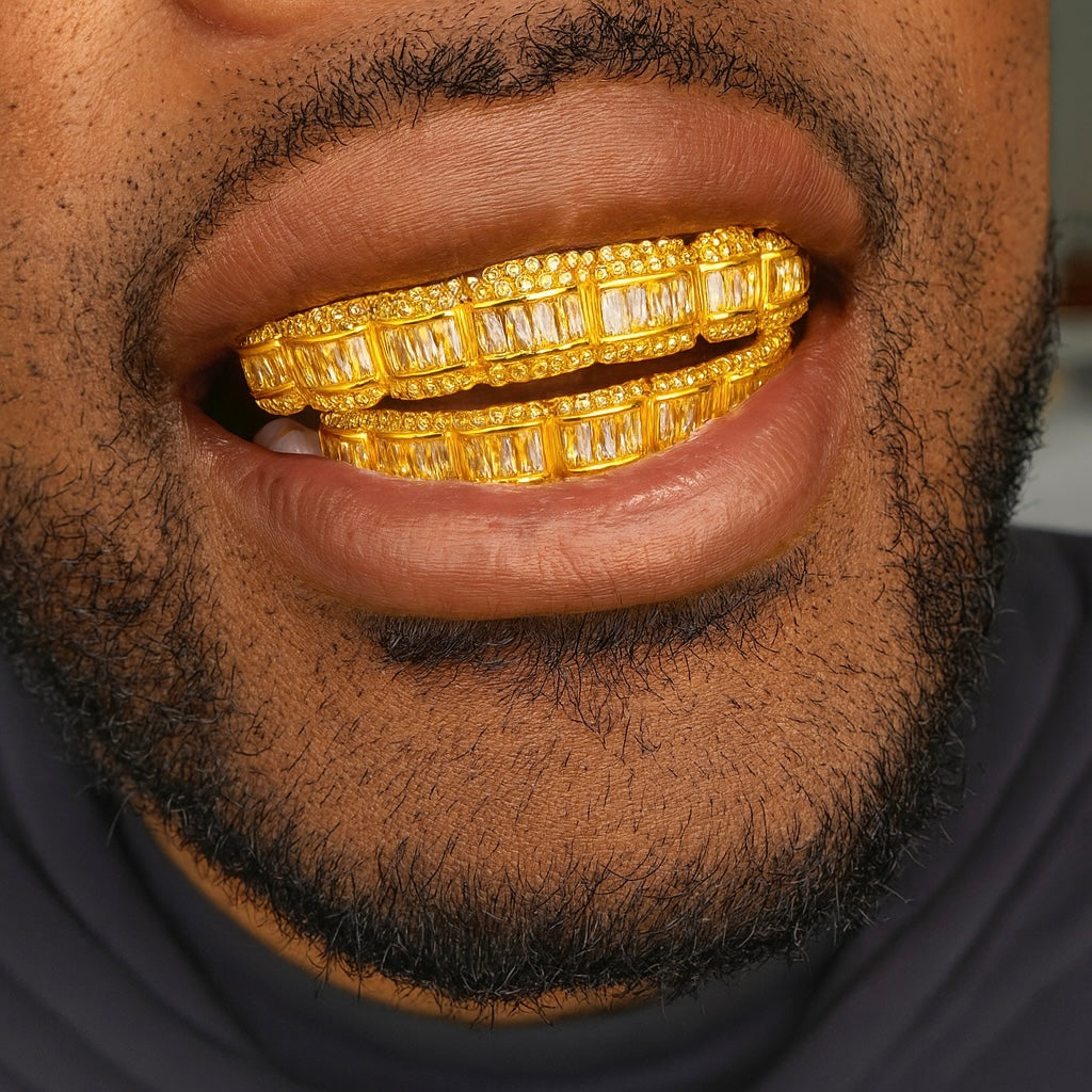 Baguette Gold Diamond Grillz