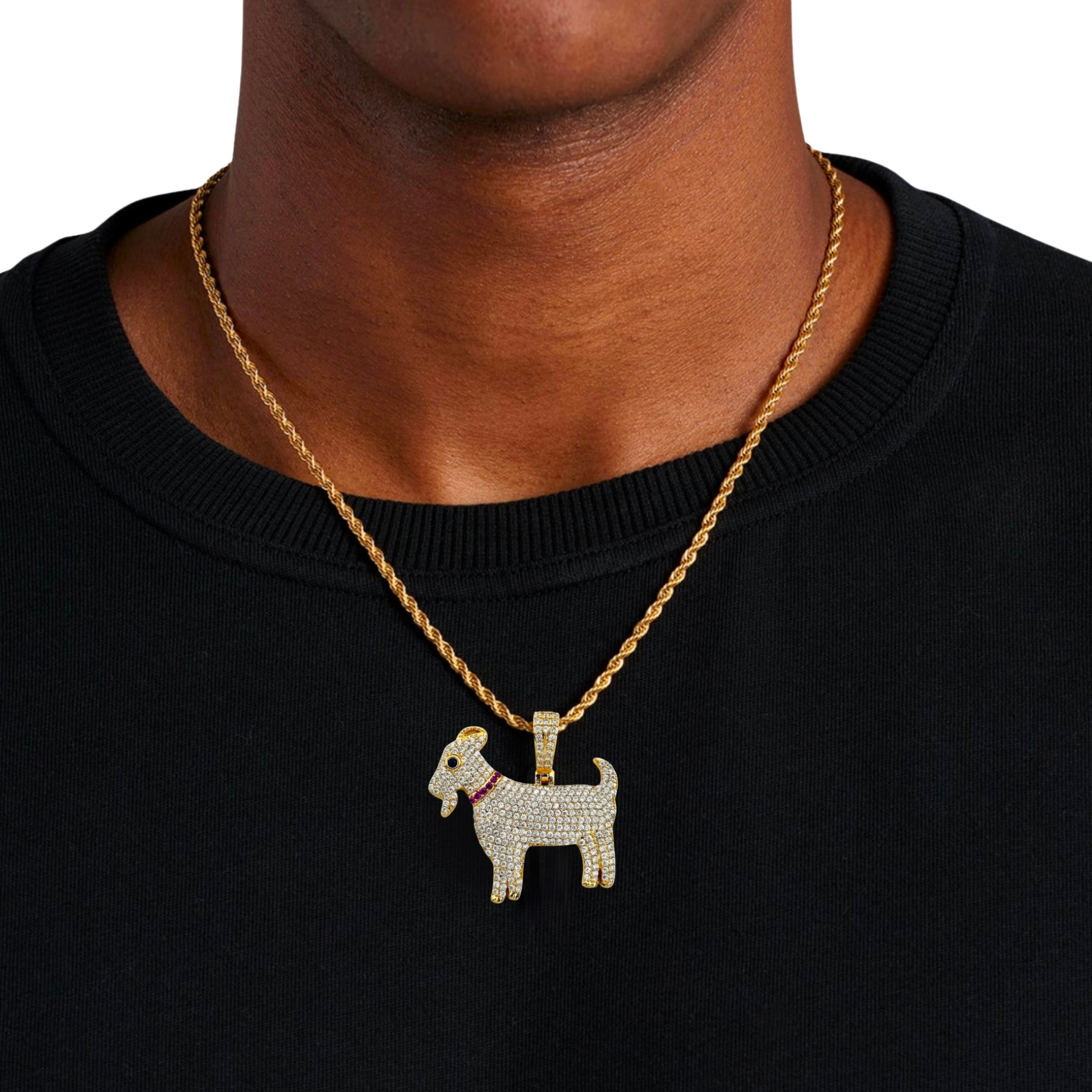 Goat Diamond Gold Pendant