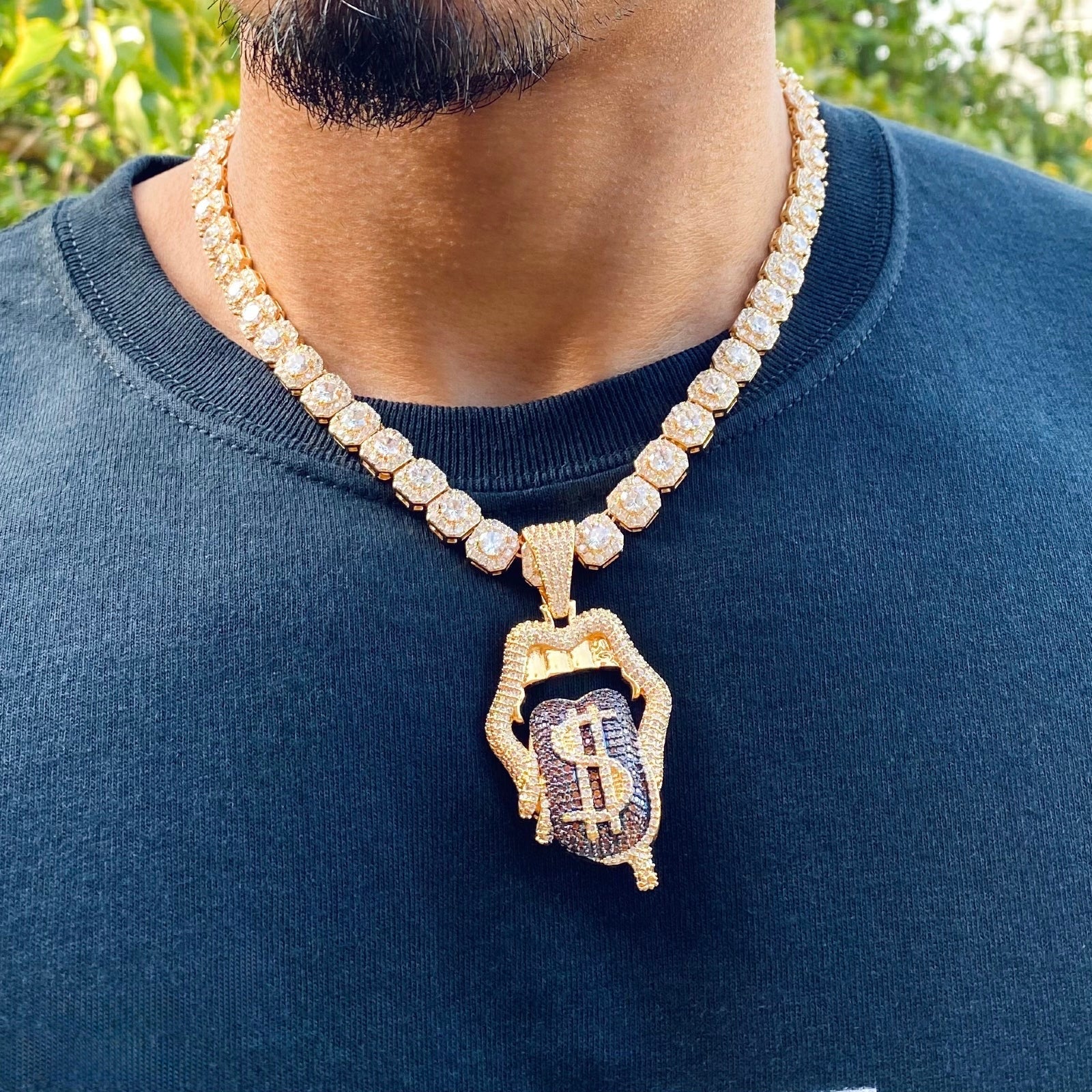 Money Talk Damiond Gold Pendant