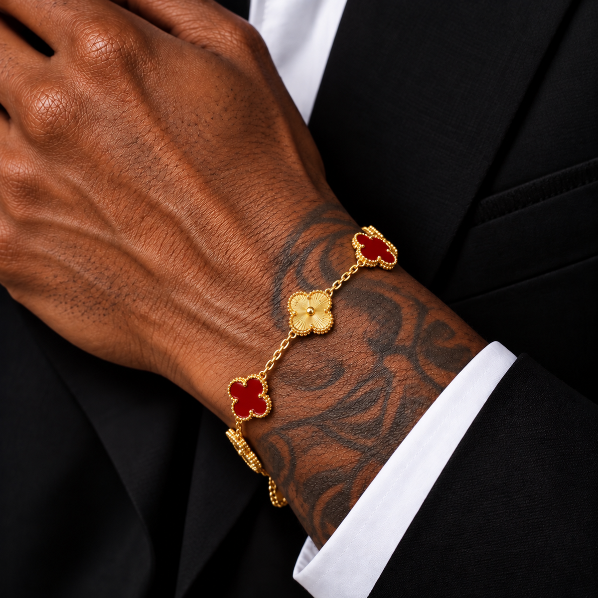 GStars Clover Bracelet Gold/Red
