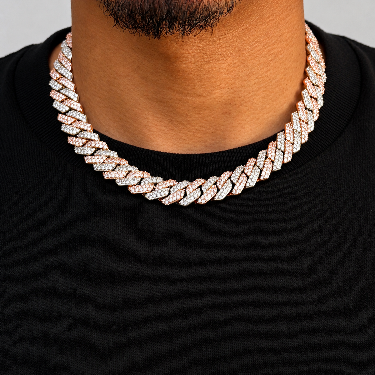 Two Tone Rose Gold Diamond Chain 14mm