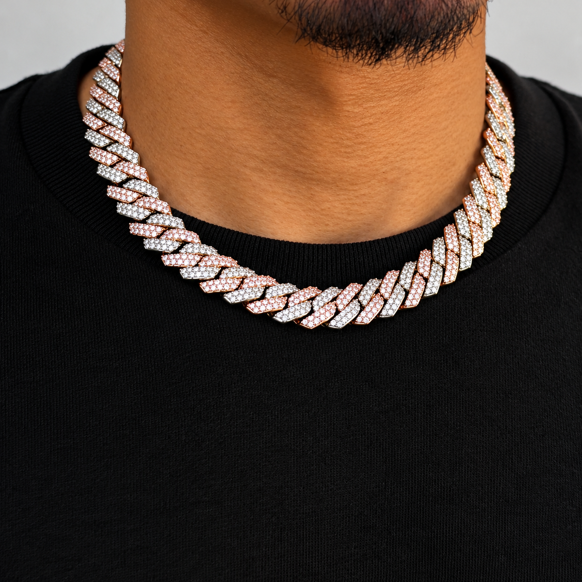 Two Tone Rose Gold Diamond Chain 14mm