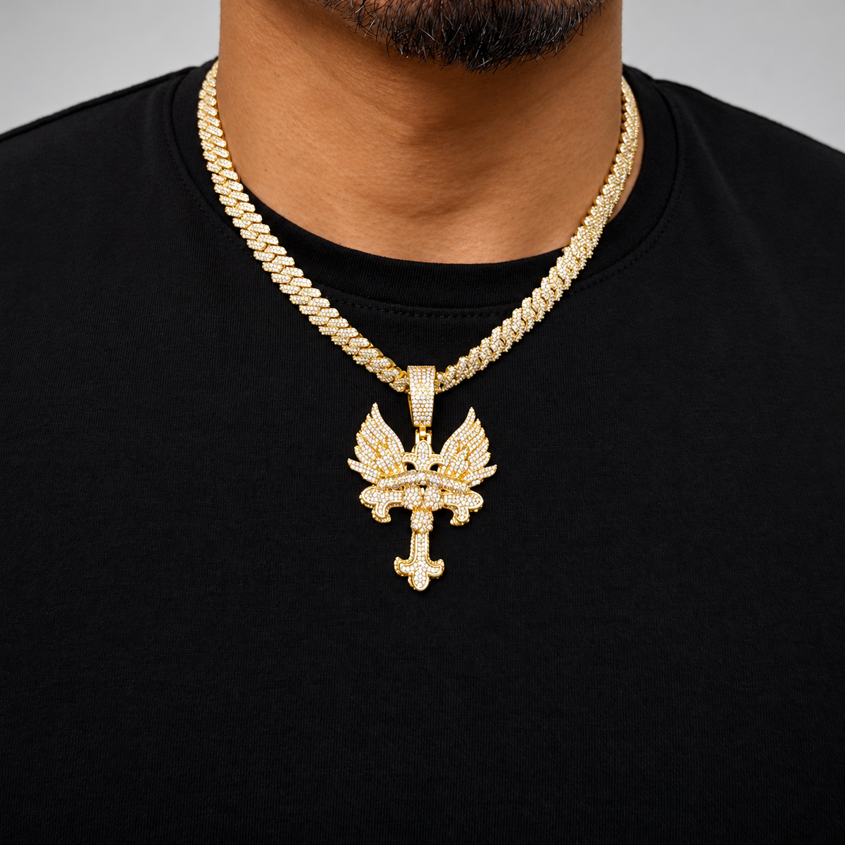 Tribal Cross Diamond Gold Pendant