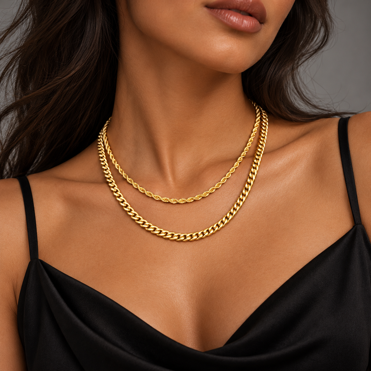 Micro Cuban + Rope Chain Stack