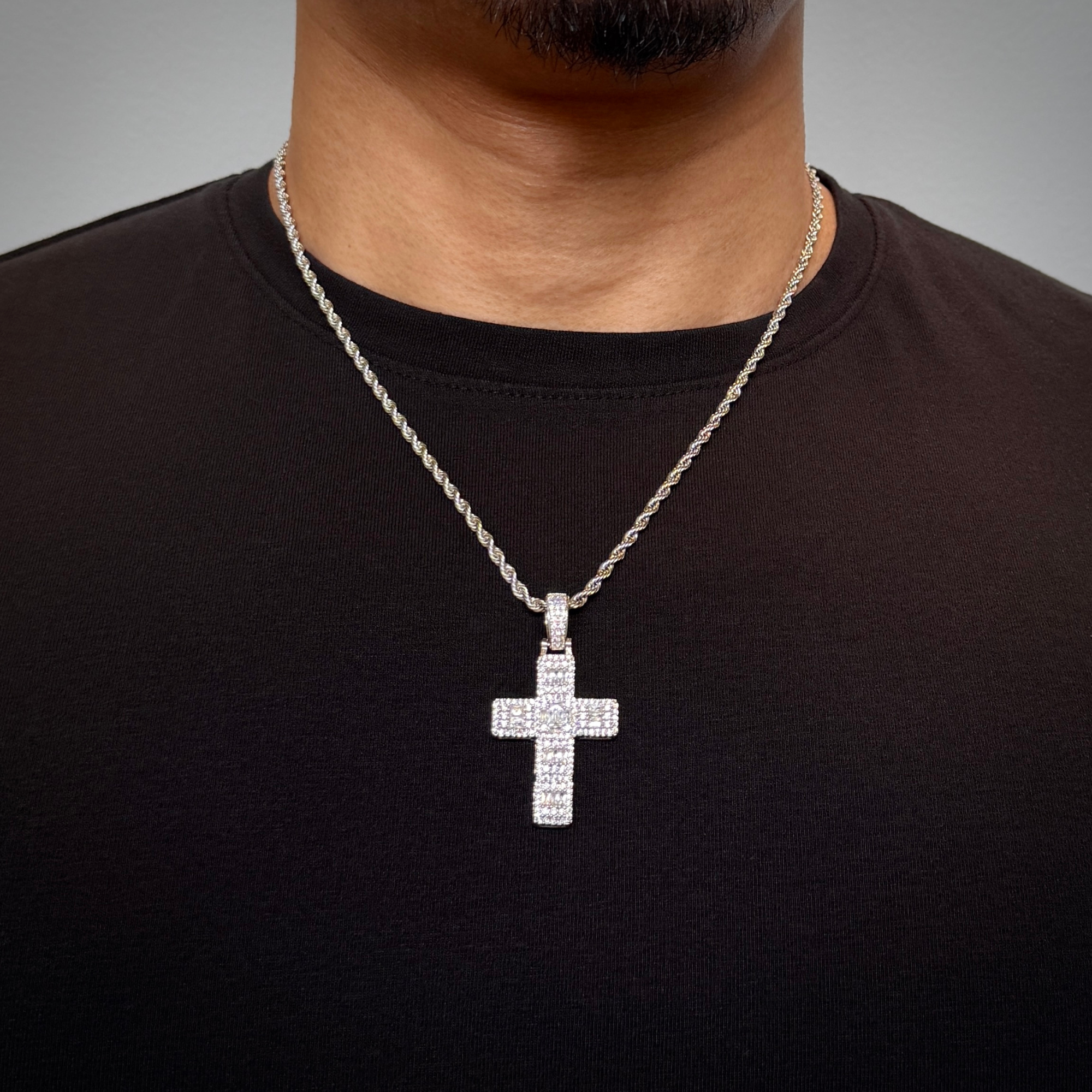 Baguette Cross Diamond Pendant