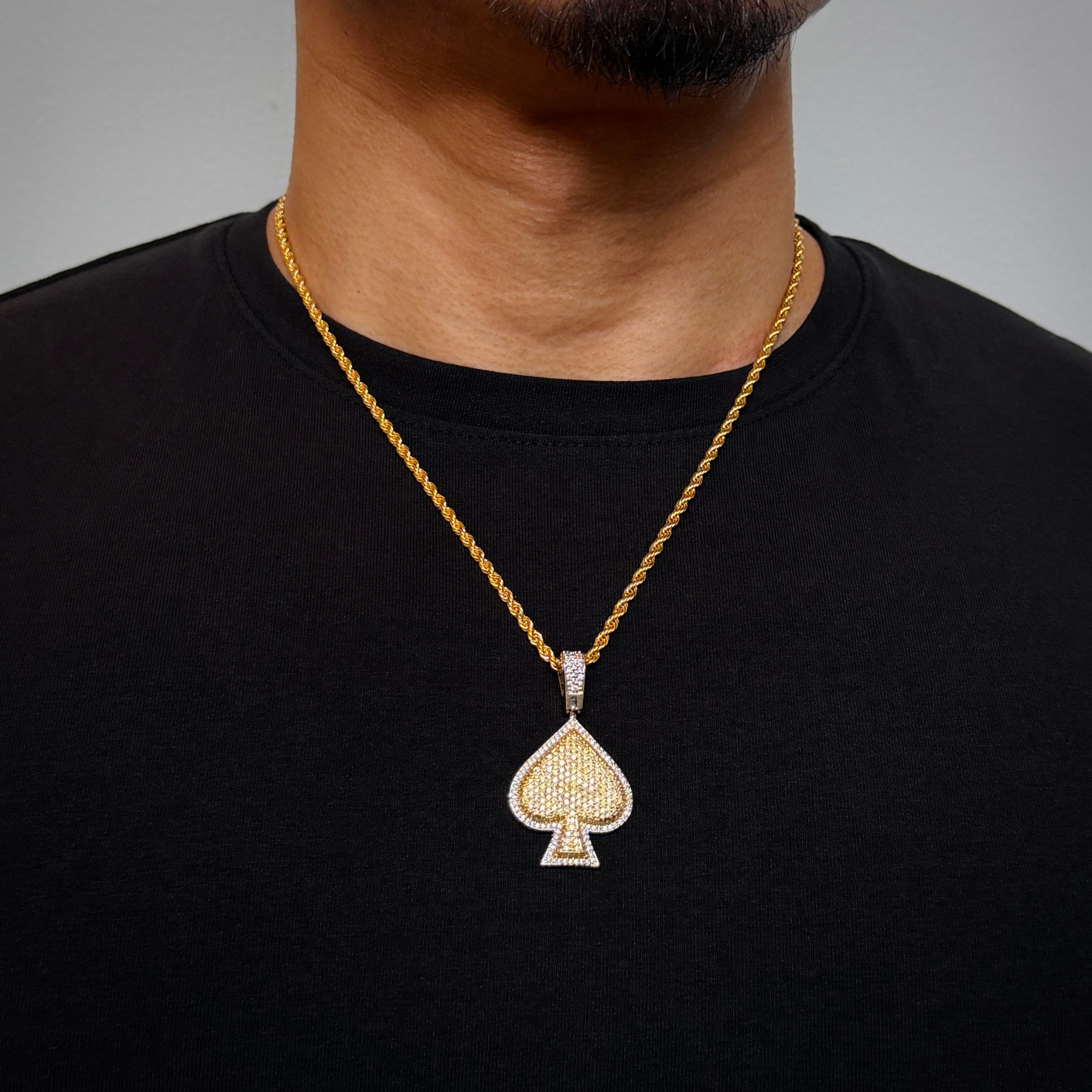 Ace of Spade Diamond Gold Pendant