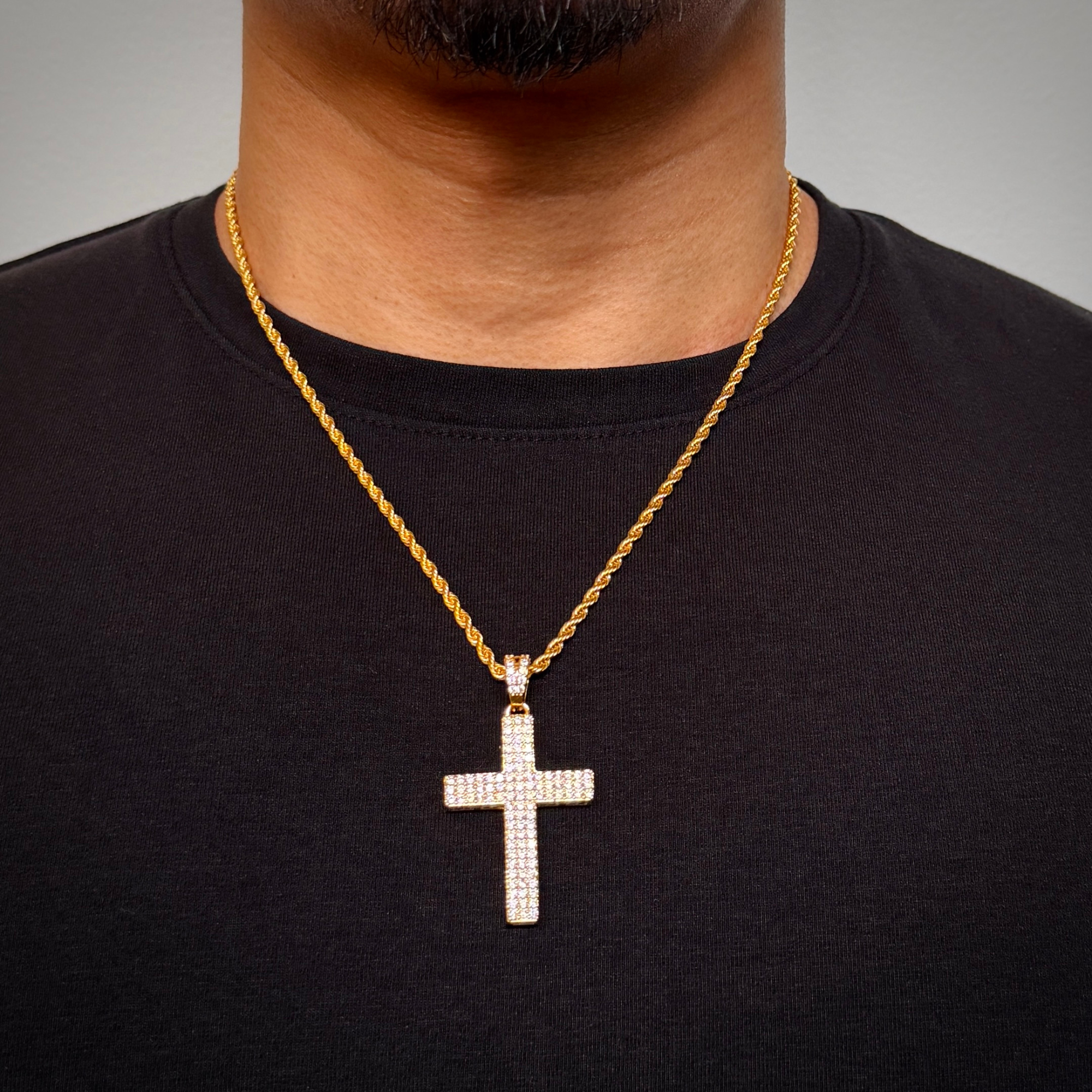 Diamond Paved Cross Gold Pendant