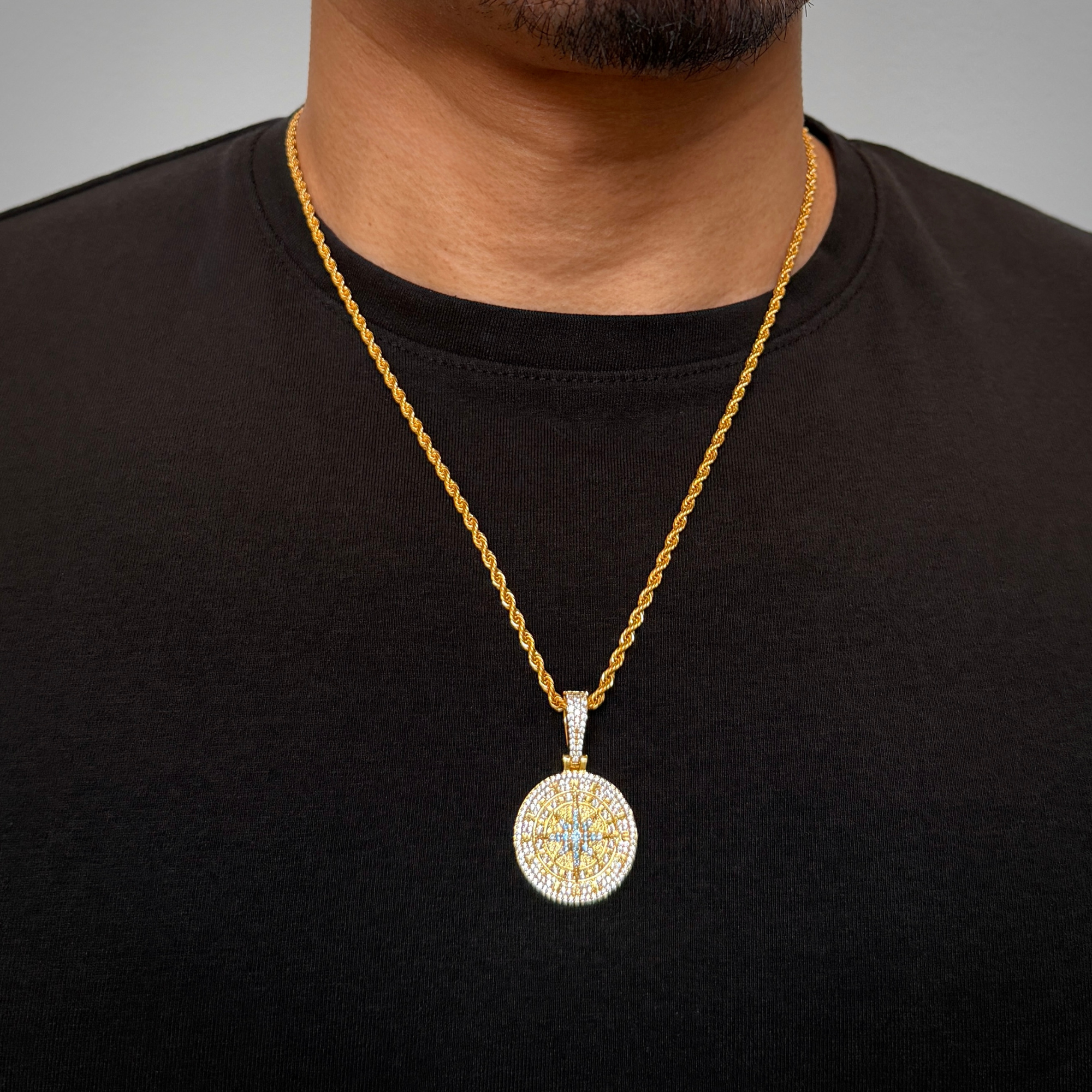 Compass Diamond Gold Pendant